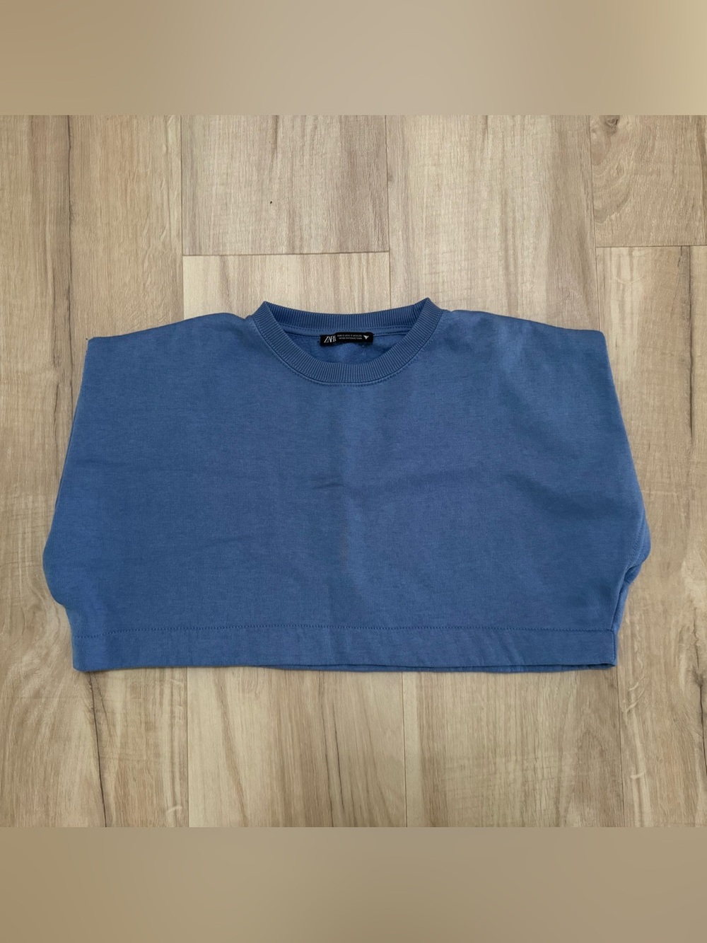 Zara Dusty Blue Cropped Sweatshirt